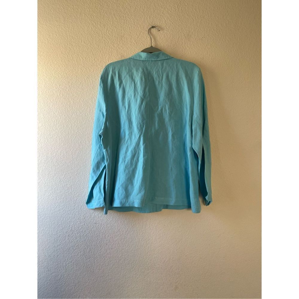 Vintage women’s blue linen blend blazer size xl - Picture 2 of 4